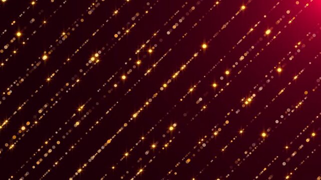 new year and christmas golden stars strings and glitter  and light flare animation, red and gold abstract social media motion background	