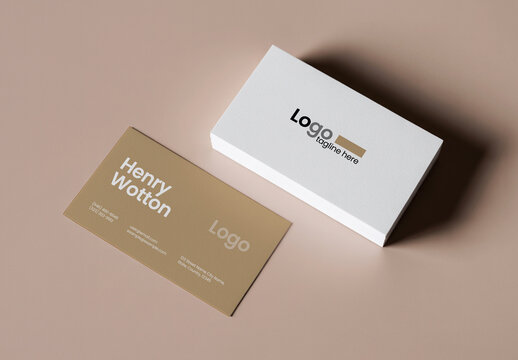 Top View Business Cards Mockup