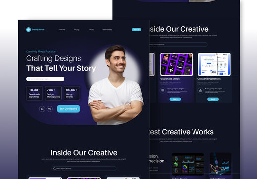 Dark Mode Creative Portfolio Website Design