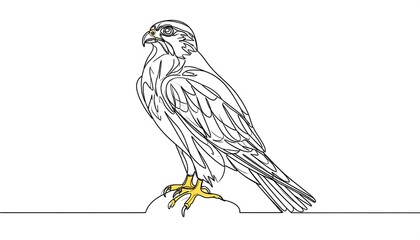 Single line drawing of a falcon
