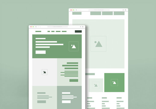 Green Themed Web UI UX Wireframe Template Design