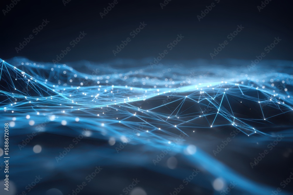Poster a futuristic abstract technology background featuring interconnected lines and dots, representing ad
