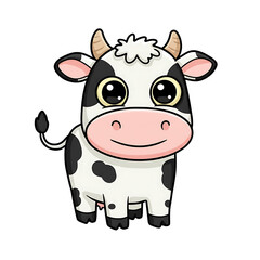 Fototapeta premium Cow Cartoon White Background
