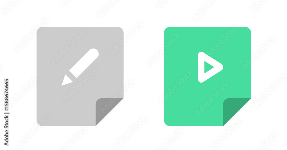 Poster modern minimalist edit and play button icons on notes