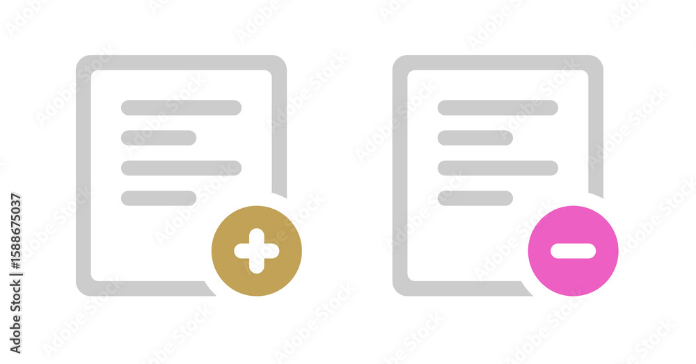 Poster minimalist document icons: add and subtract file options, modern design