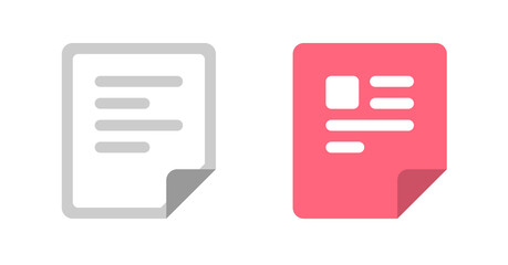 Simple Document Icons: Gray and Pink, Flat Design, Minimalist Style