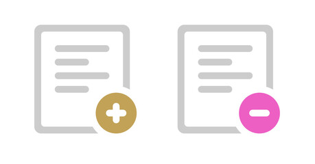 Minimalist Document Icons: Add and Subtract File Options, Modern Design