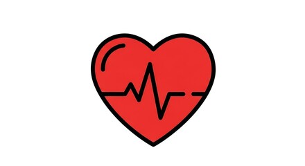 Red heart with ECG pulse line