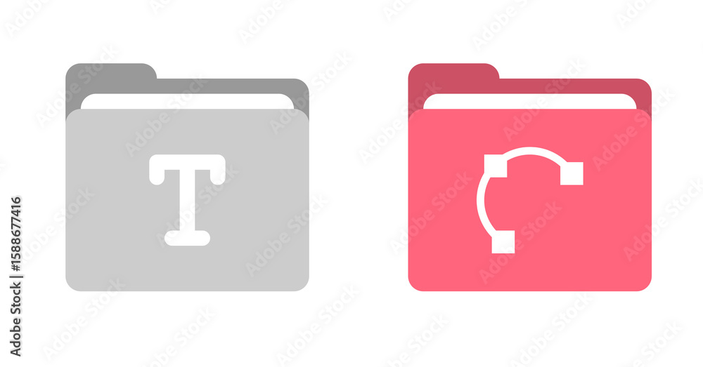 Fototapete modern flat design file folder icons: text and audio symbols.