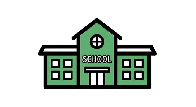 Green school building front view