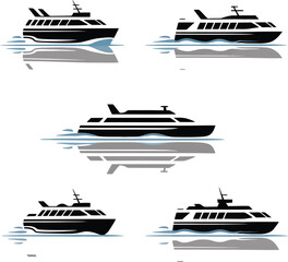 set of vector boats