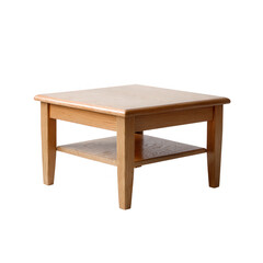 A wooden coffee table with a simple design, showcasing a natural finish and a lower shelf for added functionality, ideal for cozy living spaces, cafes, or home decor.