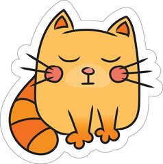 A cute cartoon vector illustration of a calm orange cat with closed eyes.Perfect for digital stickers, children's design, or kawaii-style products.