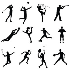 sports icons , soccer, basketball, baseball, tennis, golf, football, hockey, volleyball, swimming, running, cycling, boxing, wrestling, gymnastics, cricket, rugby, skiing, snowboarding, skateboarding,