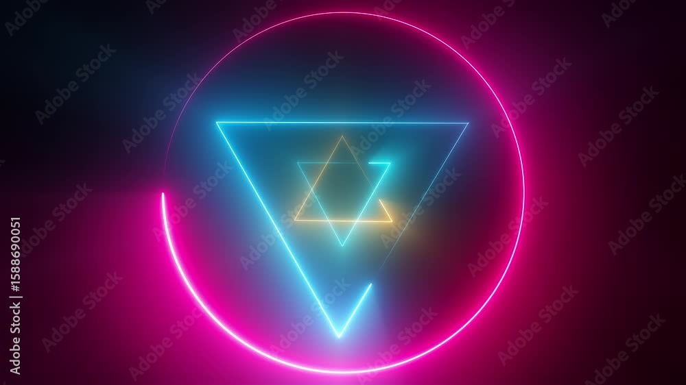 Poster magic neon sign. computer generated 3d render