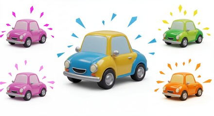 Naklejka premium Colorful retro cartoon cars