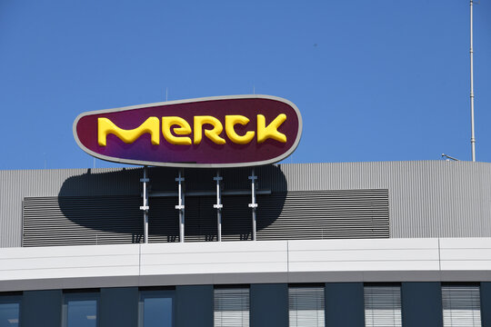 Darmstadt, Hesse, Germany - July 1, 2025: Headquarters of Merck Group in Darmstadt, Germany - Merck is a German multinational science and technology company