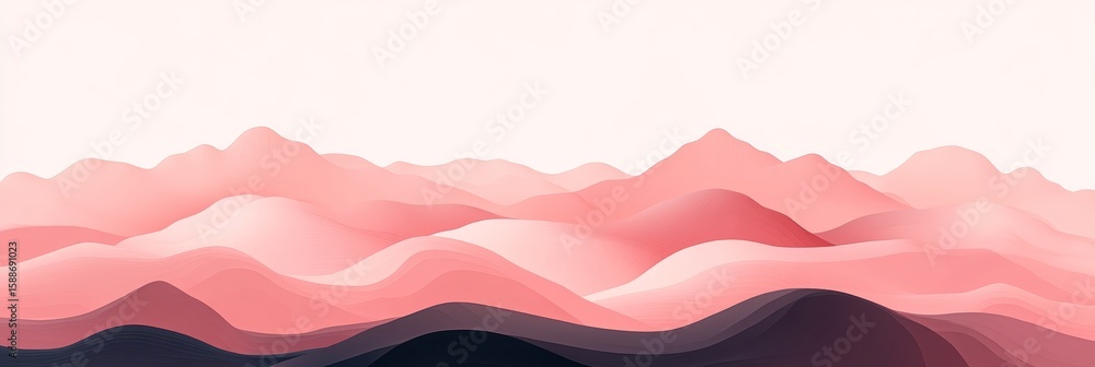 Poster beautiful abstract gradient waves in soft blush and raspberry for modern minimalist backgrounds
