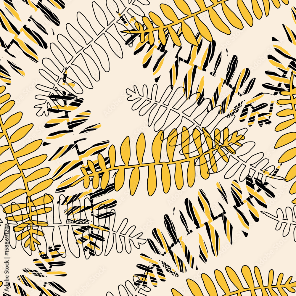 Wall mural abstract colorful fern seamless pattern. pattern for the fabric.