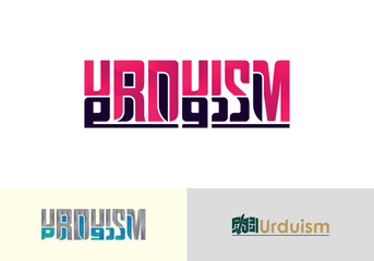 Creative Typography Designs Showcasing Urduism Word with Different Styles and Color Palettes Displaying Cultural Richness and Linguistic Identity