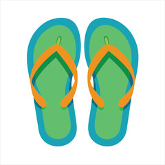Pair of green and orange flipflops isolated on a white background, perfect for summer beach days