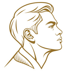 Elegant Man Profile: Line Art Vector Graphic
