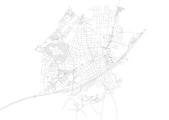 Obraz premium Detailed vector map highlighting the highway network of Woodbridge, NJ. Features clear road layouts and connections