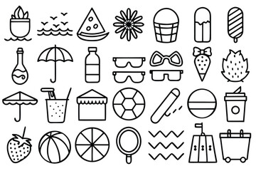 Summer beach vacation icons travel