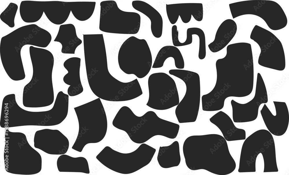 Aufkleber multiple shape set vector design. colorful drawn curve background abstract shape frame. doodle abstr