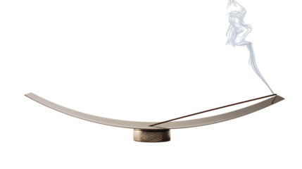 A brushed stainless steel incense stand designed with sustainability in mind, white background --ar 16:9
