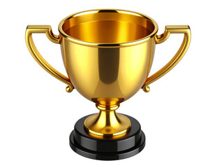  Minimalist Gold Trophy Cup with Two Handles, Floating with Soft Shadow, Transparent Background