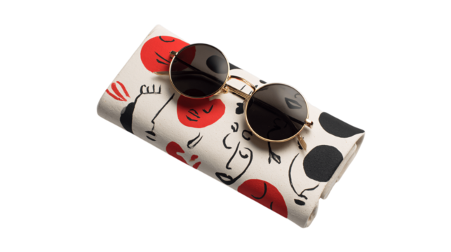 A handcrafted ceramic glasses case highlighting clean silhouettes, white background --ar 16:9