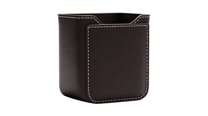 Naklejka premium A premium vegan leather pen holder featuring rounded modern edges, white background --ar 16:9