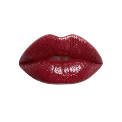 Obraz premium Glossy red lips with a captivating shine, perfect for beauty and cosmetics themes. Ideal for fashion, makeup, and self-expression imagery.