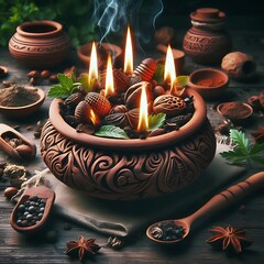 **Clay Pest Repellent Bowl**: Open bowls filled with burning herbs to repel insects.  
