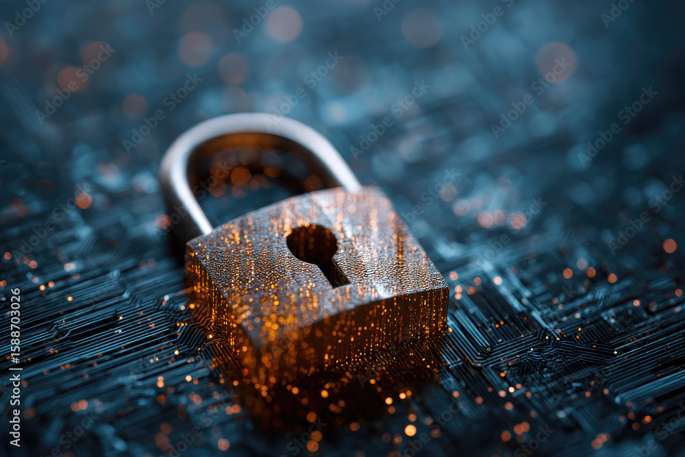 Poster cyber, personal data, privacy and information security. internet networking protection security syst