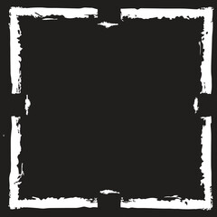 Rough, textured white border frames a dark, empty space, creating a grungestyle graphic element