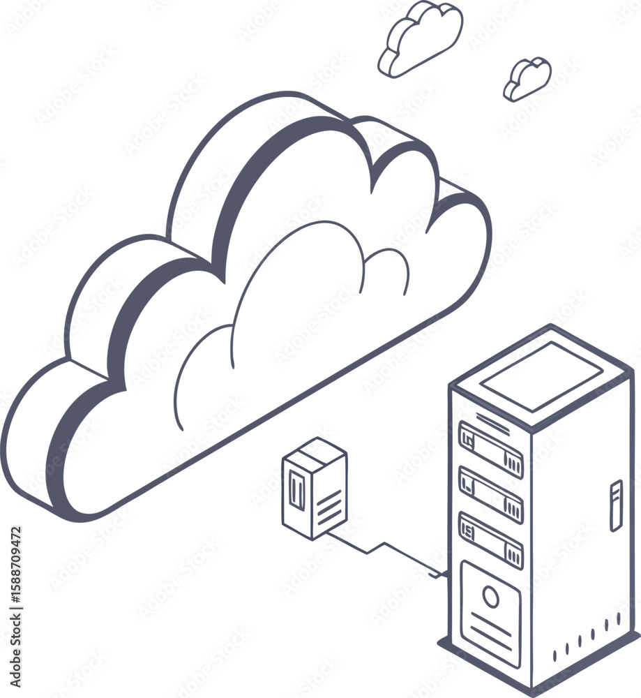 Poster cloud computing concept with internet technology symbols and network communication icons