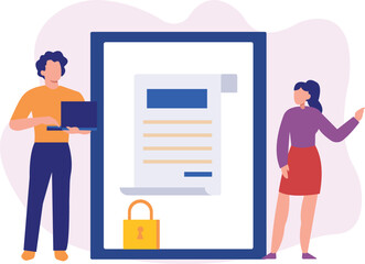 Two people reading the password contract