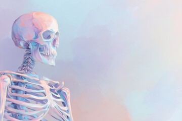 Pastel Artistic Skeleton with Soft Gradient Background.