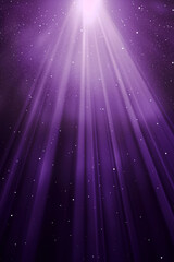 Mystical purple light rays shining down from the heavens. Spirituality and divine concept.  
