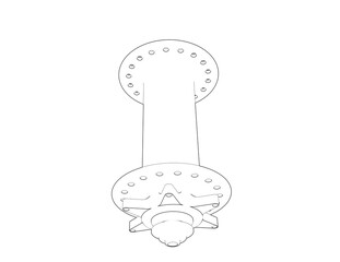 Modern Bicycle Hub Wireframe Outline: Simple Line Art Technical Illustration of a Wheel Component. Ideal Vector Graphic for Mechanical Parts, Product Design, and Clean Digital Engineering Concepts.