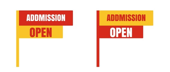 Admission Open Flag Badge Vector Illustration, Education Enrollment Promotional Banner Design for School and College Marketing, Editable Formats: AI, EPS, JPG, PNG, 