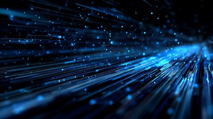 Abstract blue light streaks creating a futuristic digital network and technological connection, conveying speed, data, and innovation
