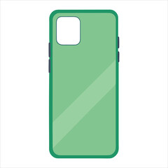 Sleek, light green smartphone case with a camera cutout and side buttons, shown in a minimalist flat design
