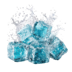 Obraz premium Splashing Ice Cubes On Transparent Background Isolated