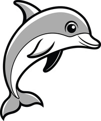 Simple vector monochrome coloring page dolphin
