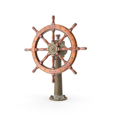 Ship wheel on a transparent background	