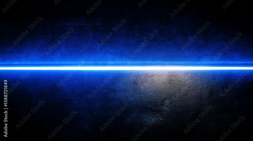 Poster abstract luminous line shining through darkness, a surreal ethereal composition, deep blue gradient,