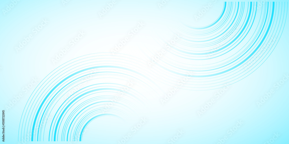 Poster blue minimal circular abstract dynamic lines isolated on blue background. future technology banner c